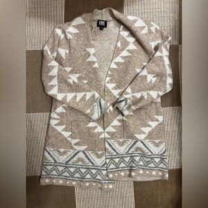 Frye Women's Cardigan with Geometric Design - Tan and White